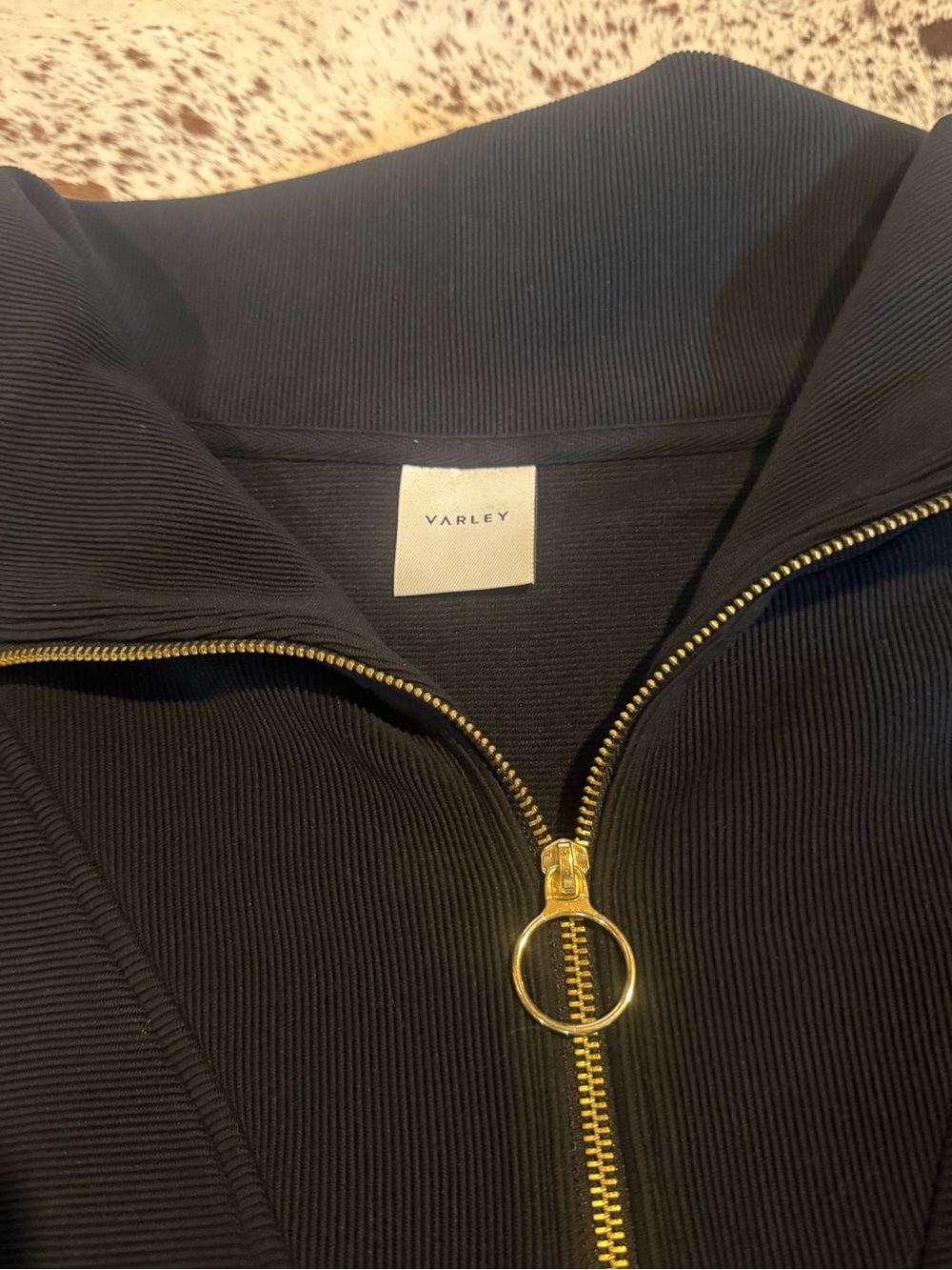 Varley Vine 1/2 Zip Black Wide Collar Sweatshirt with Gold Hardware - Picture 5 of 5